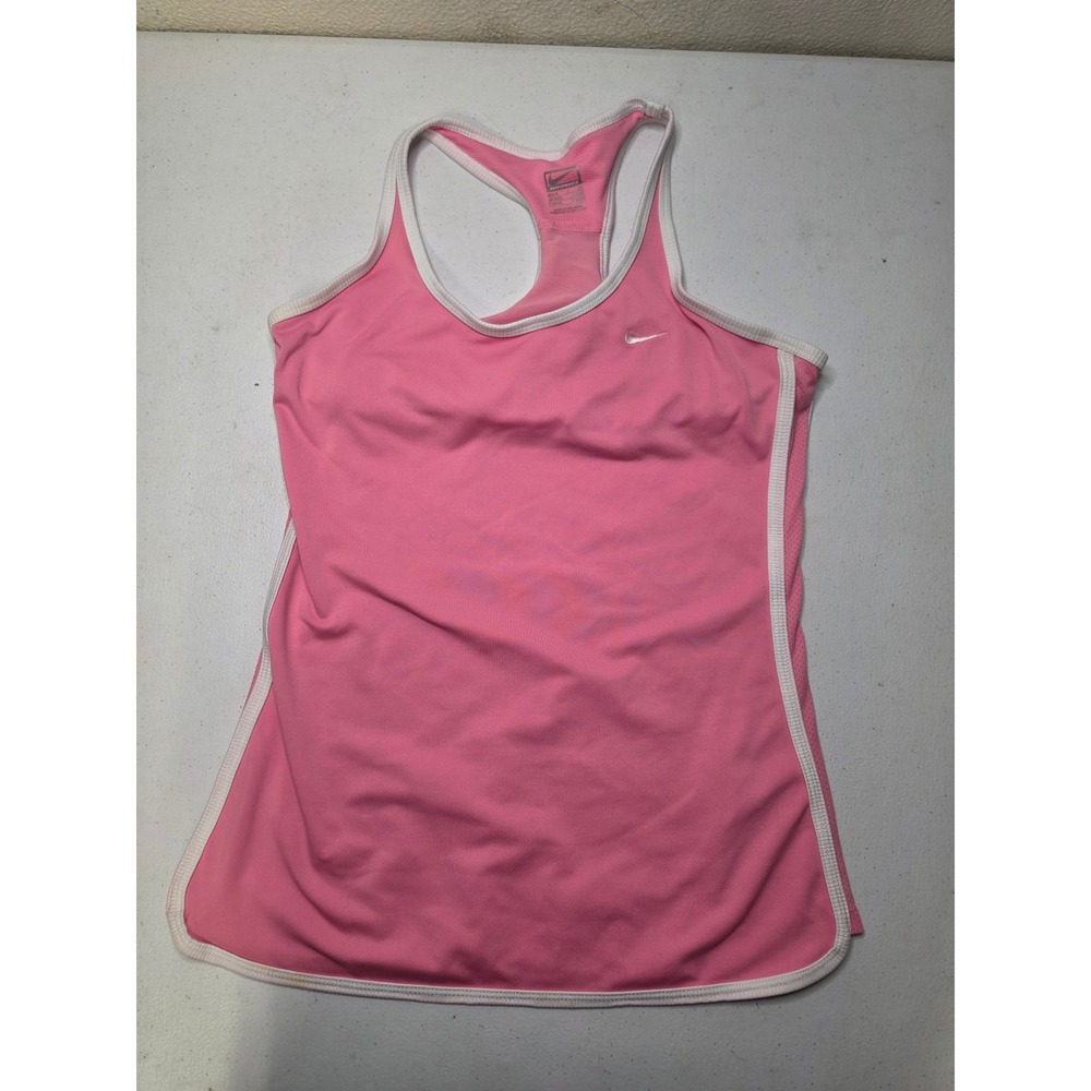 Nike Performance Womens Pink Racerback Tank Top Built-in Bra Size S Sporty